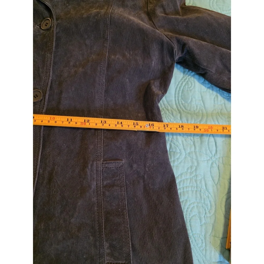 Coolwear Outerwear Women's Size Large Brown Suede Lined Long Fitted Jacket‎ Y2K